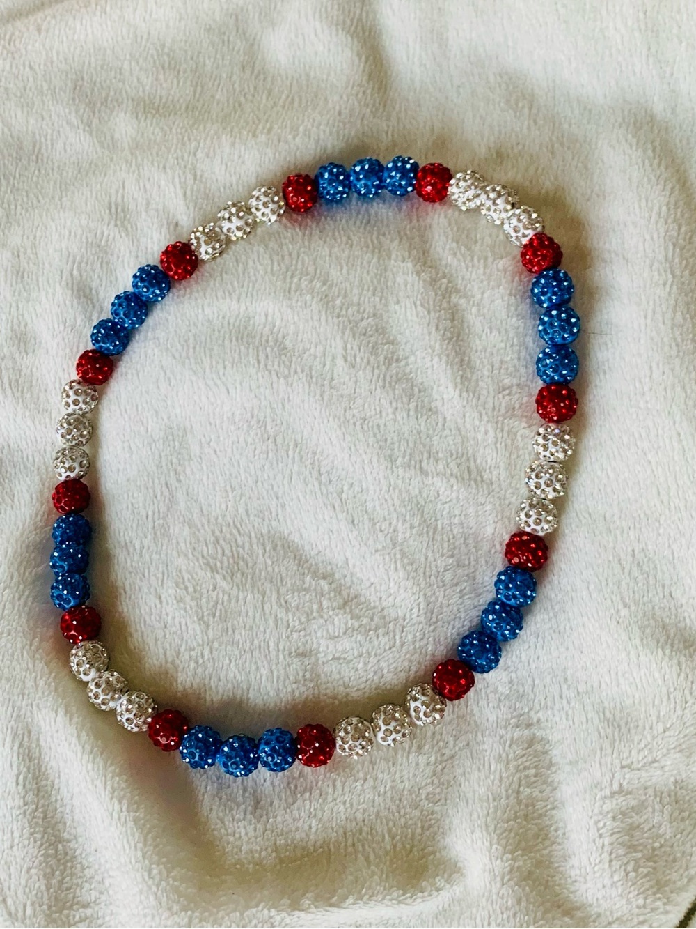 Sparkling Red, White & Blue Crystal Bead Necklace